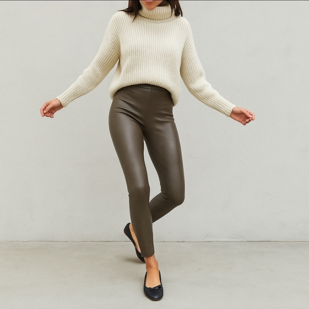 Aritzia Wilfred Free Daria Pant Brume Vegan Faux Leather High Waisted Leggings S